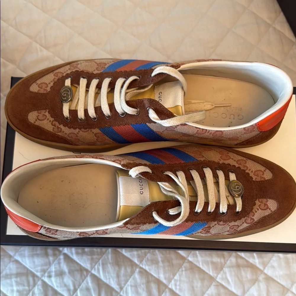 Gucci Brown and Blue Retro-Inspired Sneakers - Picture 3 of 3